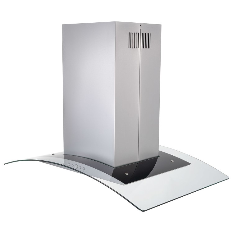 Refurbished electriQ eiQCURVISL90SS 90cm Curved Glass Island Cooker Hood Stainless Steel