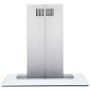 Refurbished electriQ eiQCURVISL90SS 90cm Curved Glass Island Cooker Hood Stainless Steel