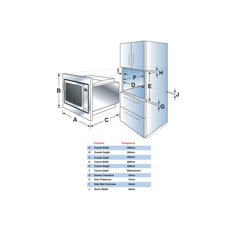 electriQ Built-In 900W Microwave - Stainless Steel