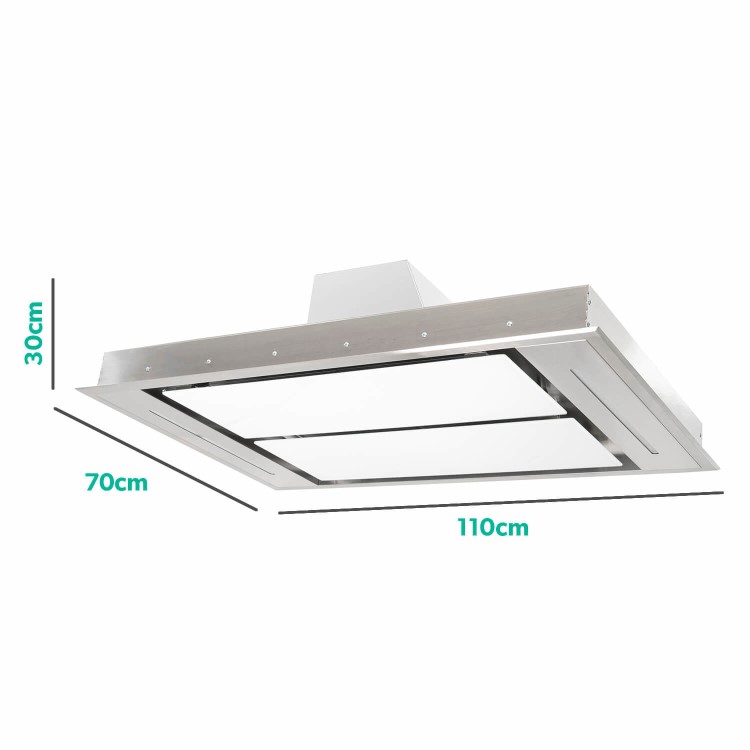 electriQ 110cm Flush to Ceiling Cooker Hood - Stainless Steel