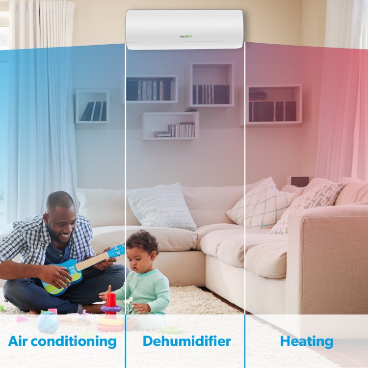 Refurbished electriQ 12000 BTU WIFI Smart A+++ easy-fit DC Inverter Wall Split Air Conditioner with Heat Pump & 5m Pipe Kit