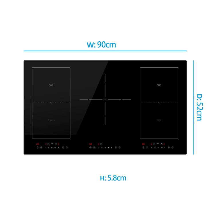 Refurbished electriQ EIQ90INDFLEX 90cm 5 Zone Induction Hob