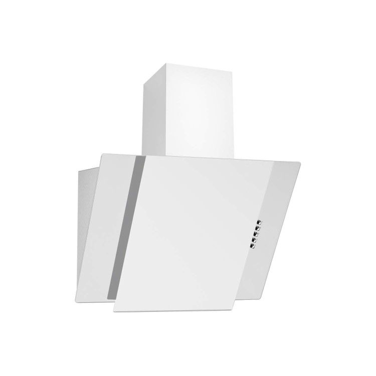 electriQ 60cm Angled Chimney Cooker Hood - White Glass