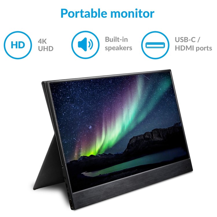 electriQ 15.6" IPS UHD 4K Type C Portable Monitor