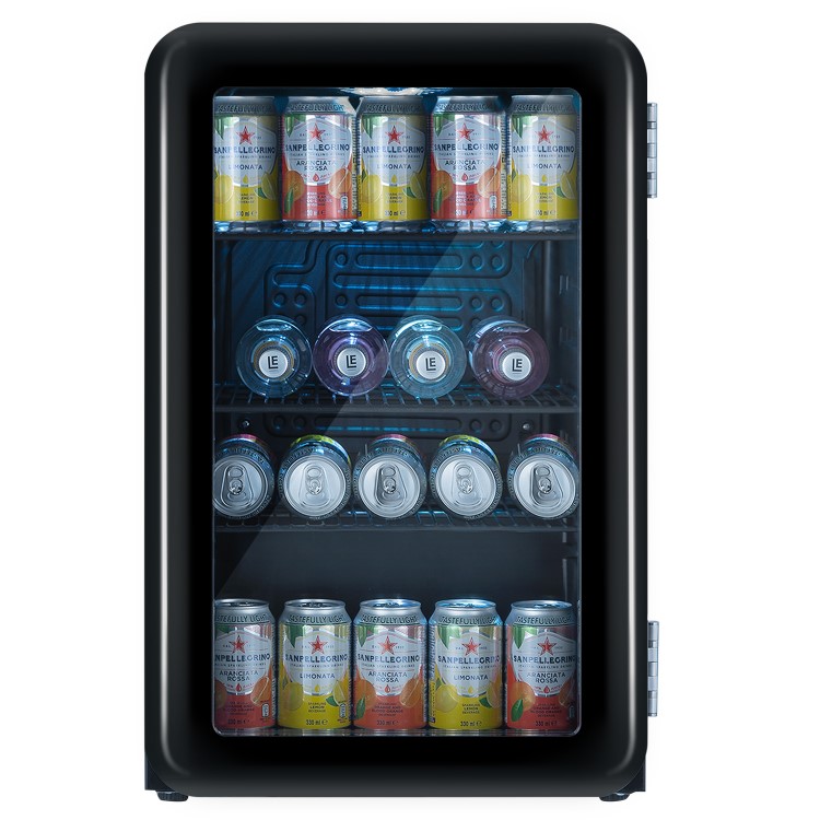 electriQ 70 Litre Retro Drinks Fridge - Glossy Black
