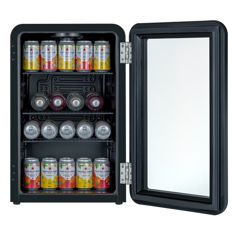 electriQ 70 Litre Retro Drinks Fridge - Glossy Black
