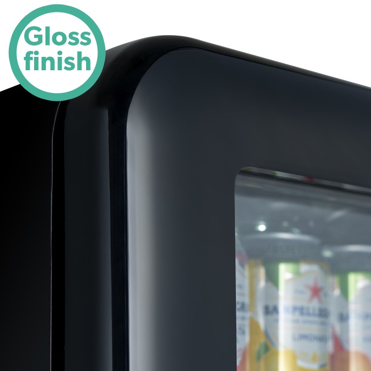 electriQ 70 Litre Retro Drinks Fridge - Glossy Black
