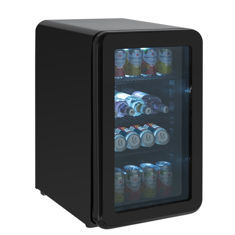 electriQ 70 Litre Retro Drinks Fridge - Glossy Black