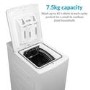 GRADE A2 - electriQ EIQWMTL75 7.5kg 1200rpm Freestanding Top Loading Washing Machine - White