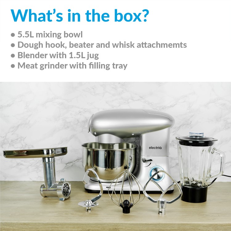 electriQ 5.5L Multifunctional Stand Mixer with Blender & Meat Grinder - FREE Scale