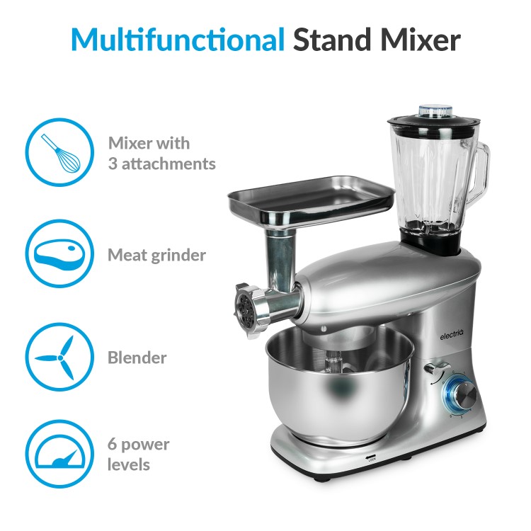 electriQ 5.5L Multifunctional Stand Mixer with Blender & Meat Grinder - FREE Scale