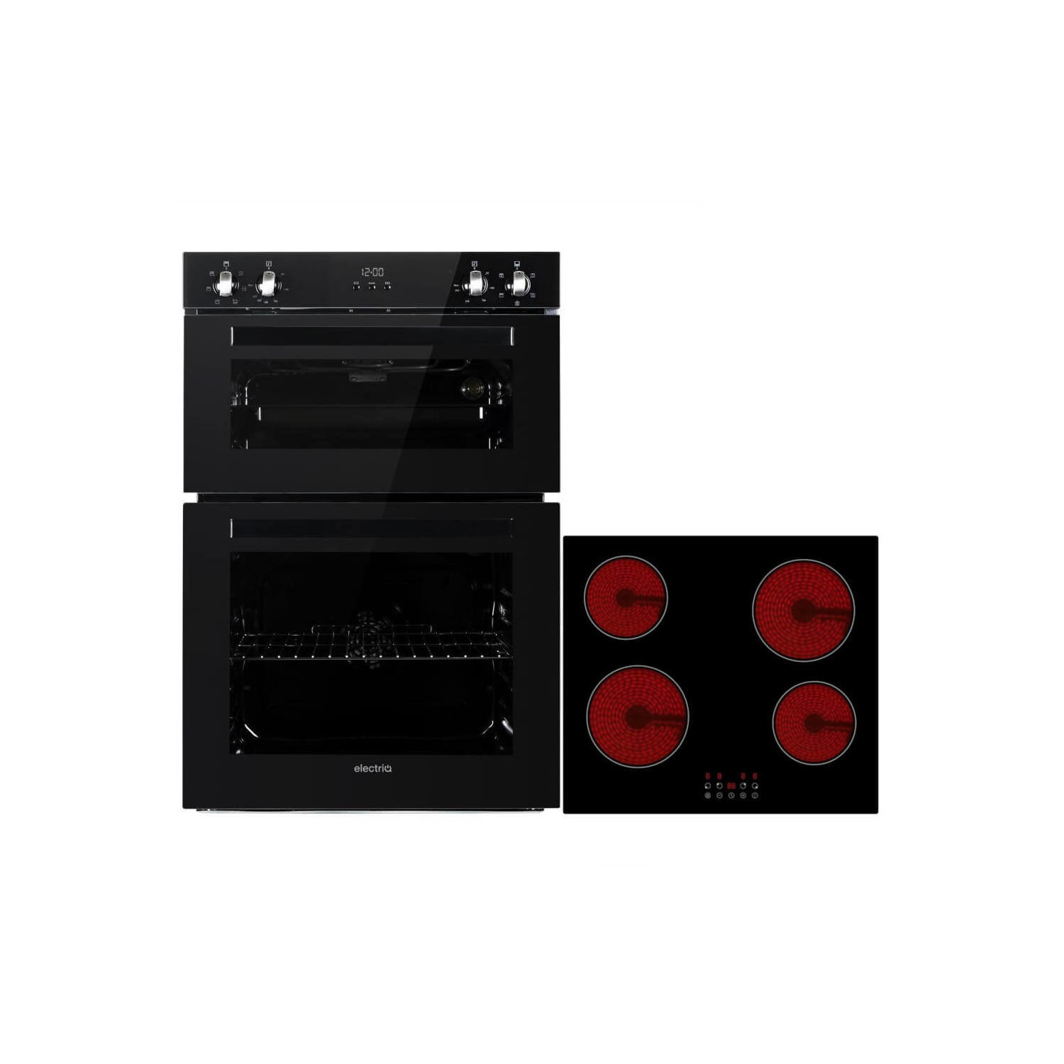 electriQ Built In Electric Double Oven and 60cm 4 Zone Ceramic Hob ...