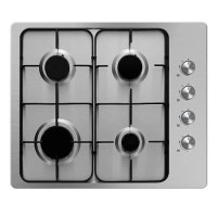 GRADE A2 - electriQ 60cm Stainless Steel 4 Burner Gas Hob