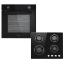 BUN/EQOVENM1BLK/96511 electriQ Black Single Oven and Gas Hob Pack