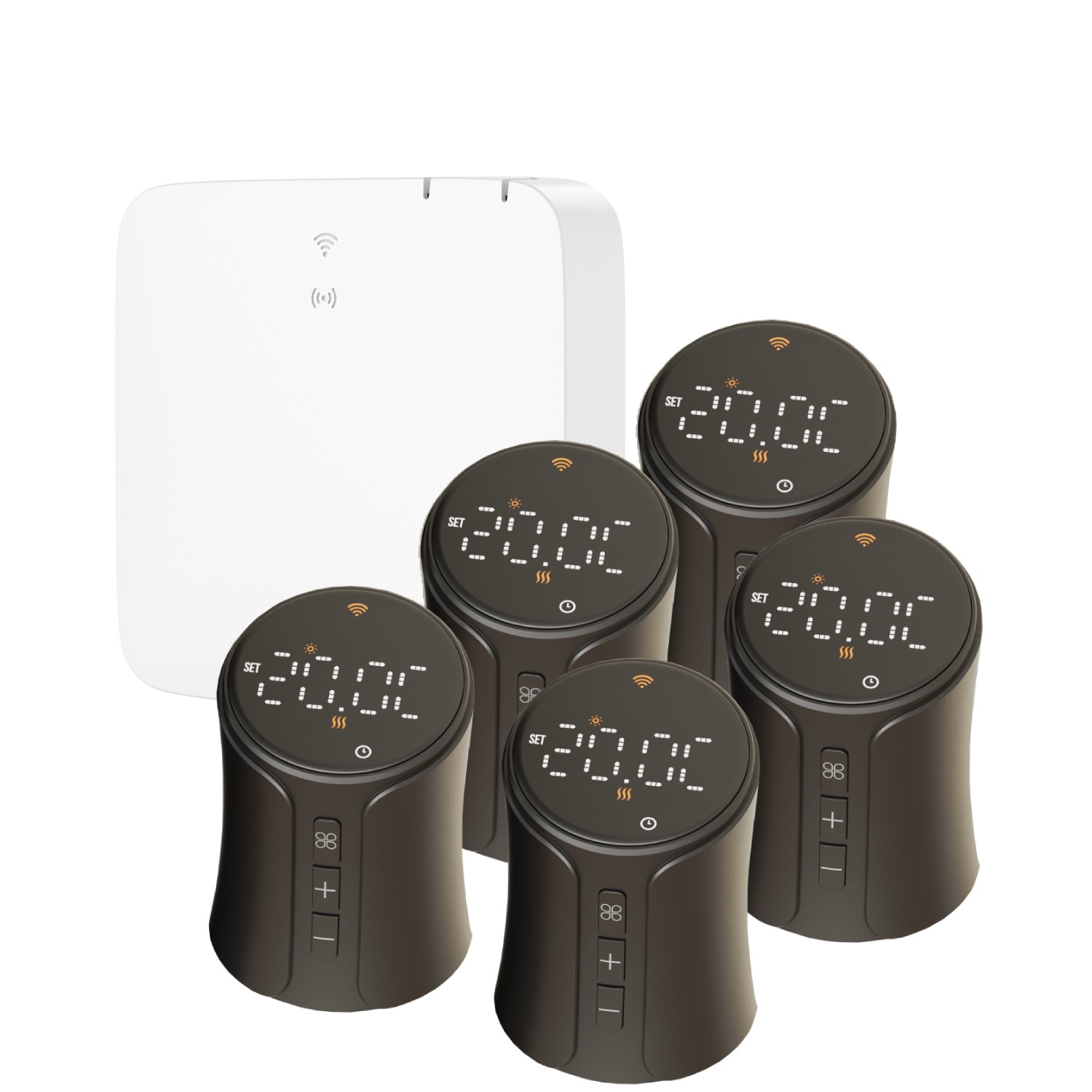 Remote Trv Valves Instruments electriQ Smart TRV Valves (5 Pairs) with Zigbee Hub - Black | electriQ