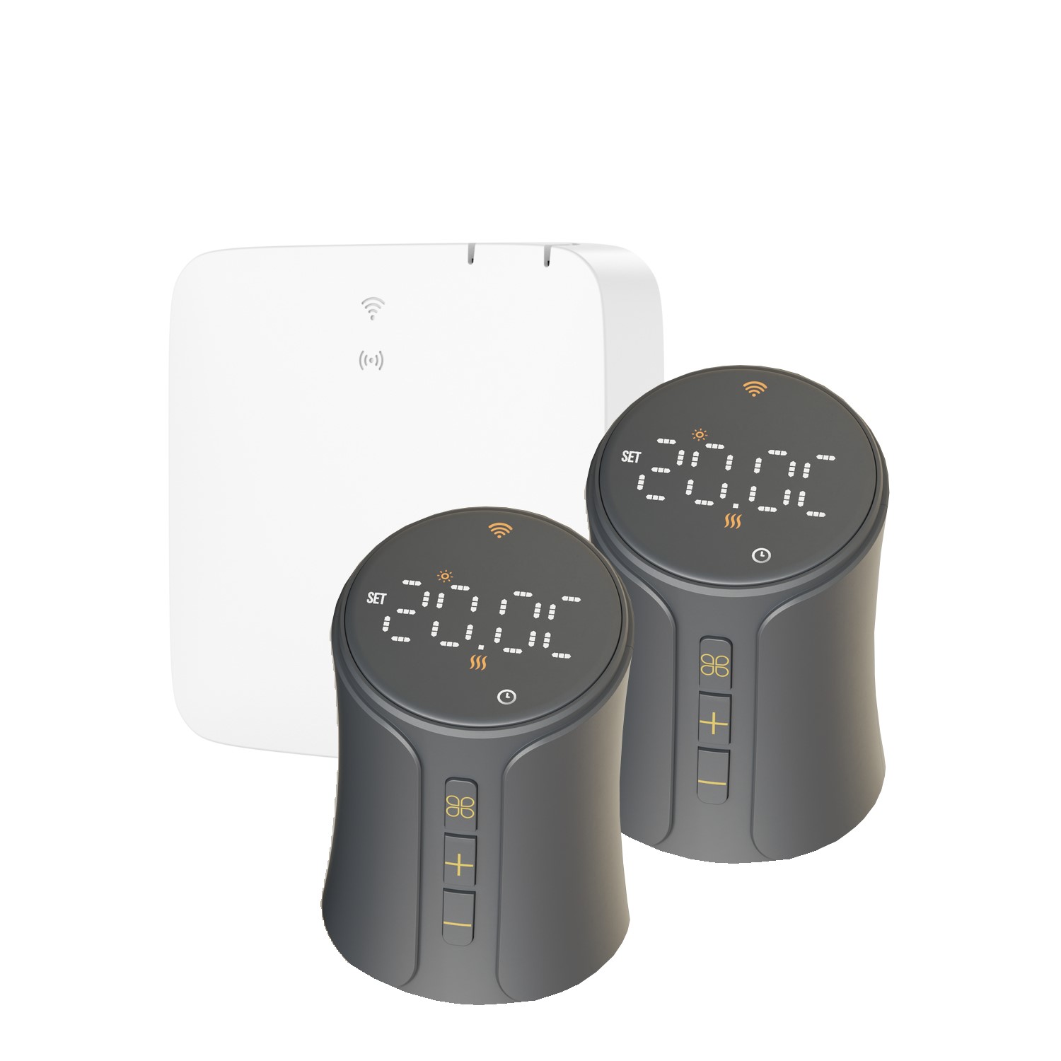 Remote Trv Valves Instruments electriQ Smart TRV Valves (2 Pairs) with Zigbee Hub - Anthracite | electriQ
