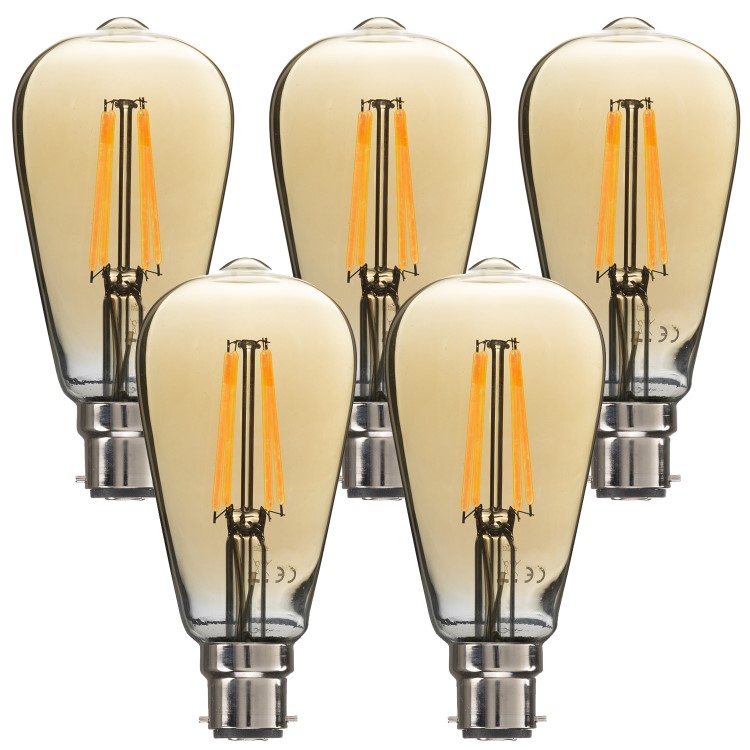 electriQ Smart dimmable Wifi filament bulb with B22 bayonet fitting - 5 Pack