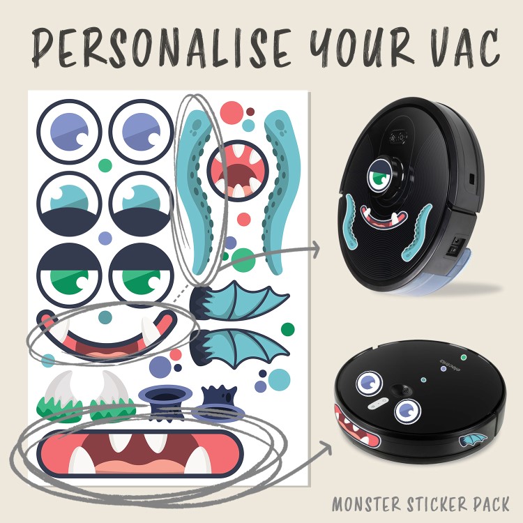 Package of 3 Removeable Vinyl Stickers for electriQ robot vacuum cleaners