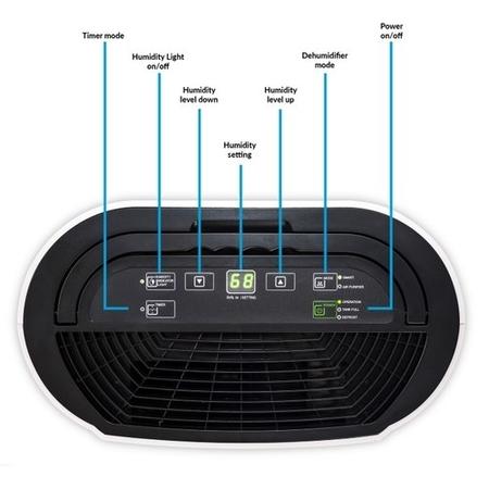 GRADE A2 - electriQ 12 Litre Dehumidifier with Digital Humidistat and Air Purifier