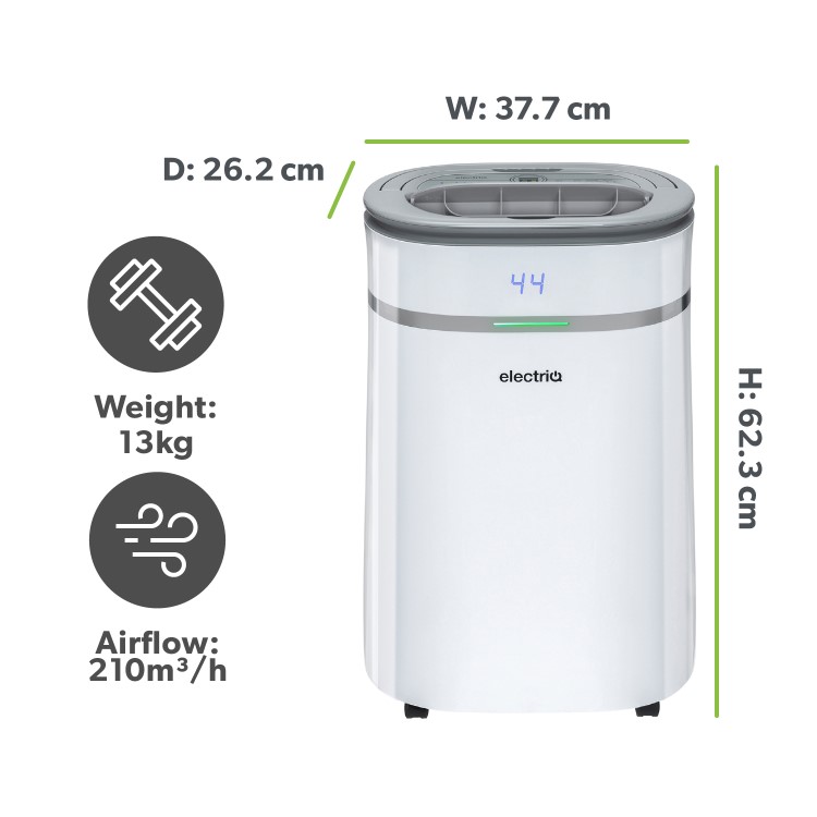 Refurbished electriQ 25 Litre Smart App Alexa Low Energy Dehumidifier with True Hepa and UV Air Purifier