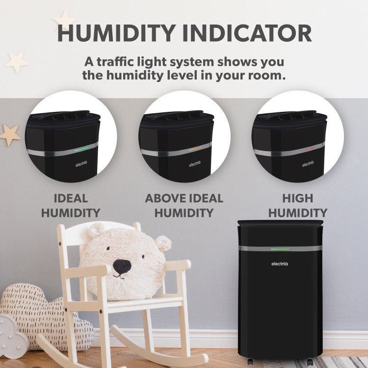 Refurbished electriQ 12 Litre Black Low Energy UV Antibacterial Dehumidifier with HEPA Air Purifier