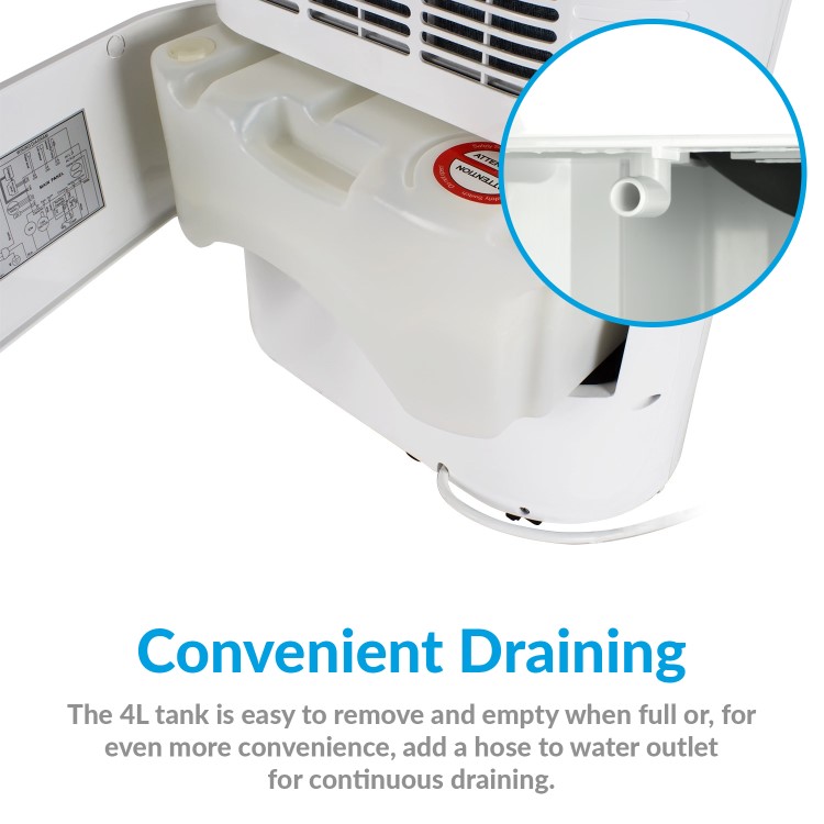 GRADE A2 - electriQ 12 litre Low Energy Dehumidifier for up to 3 bed house with Digital Humidistat and UV Plasma Air Purifier