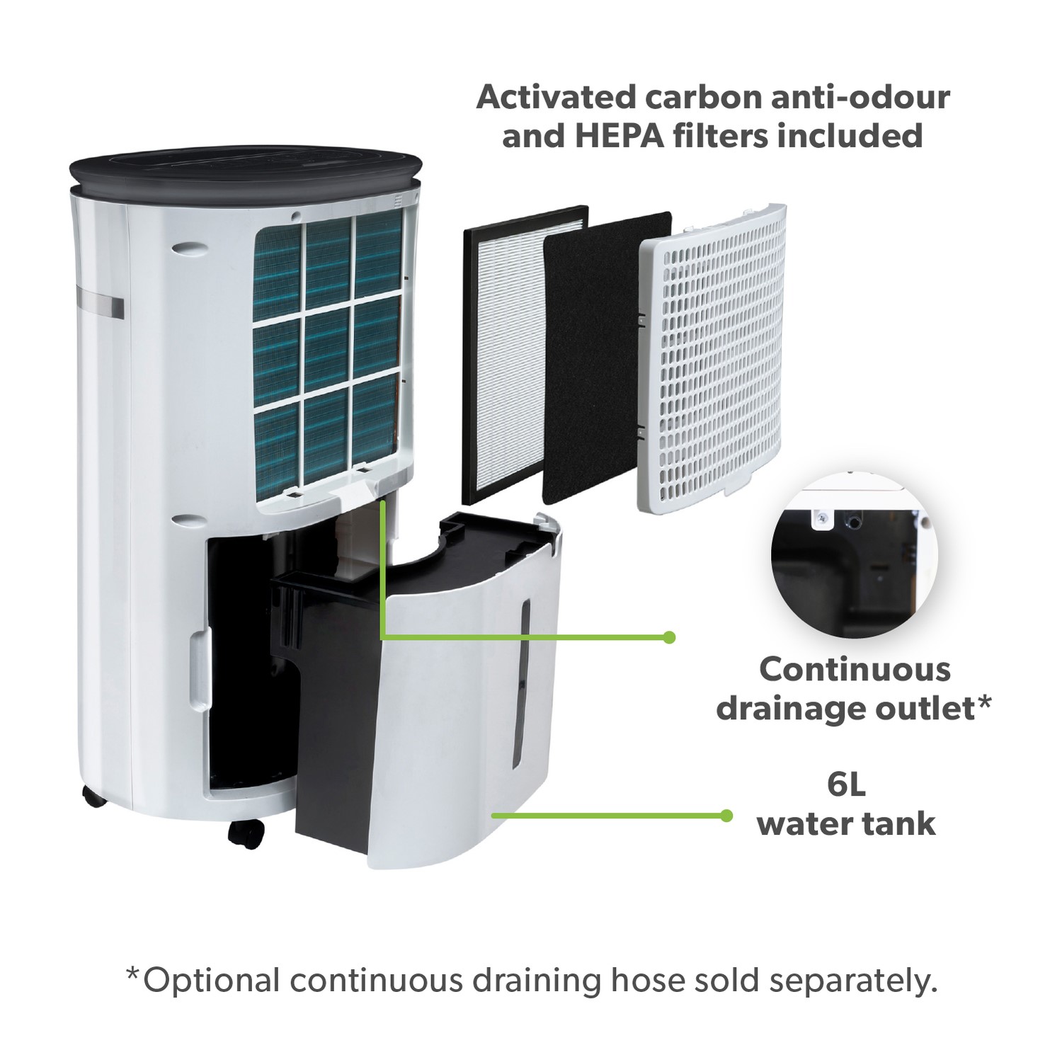 Electriq 12 Litre Low Energy Dehumidifier For Up To 3 Bed House With Digital Humidistat And Uv Plasma Air Purifier