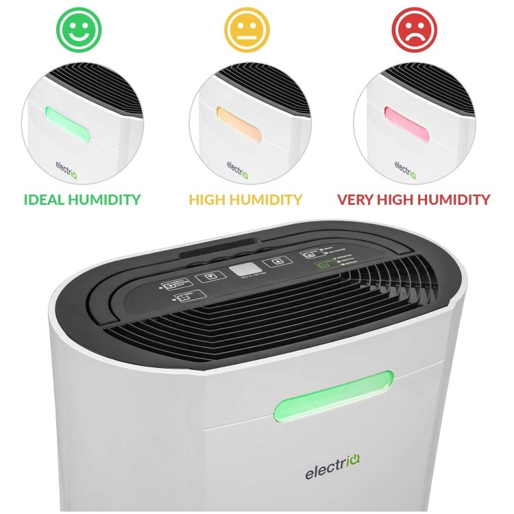 GRADE A2 - electriQ 12 Litre Dehumidifier with Digital Humidistat and Air Purifier