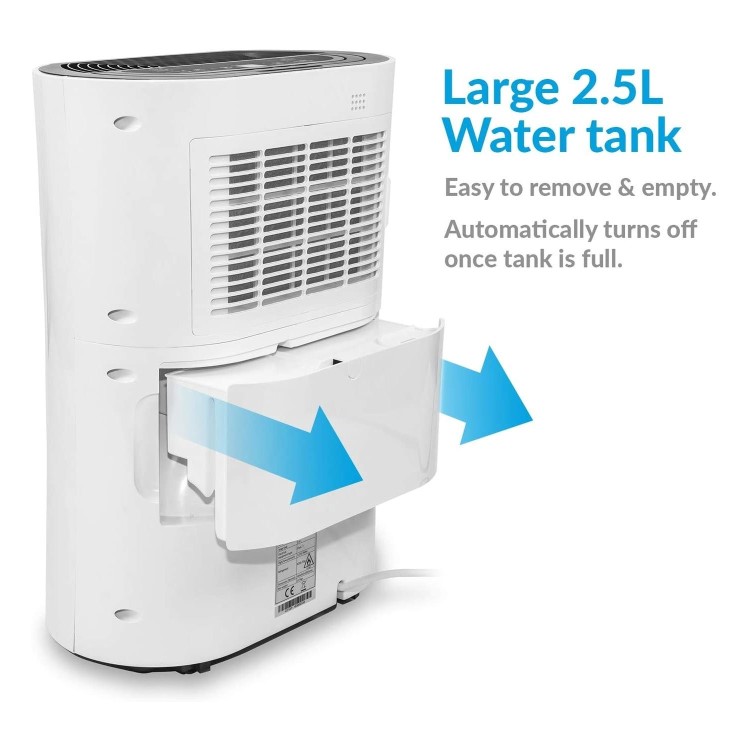 GRADE A2 - electriQ 12 Litre Dehumidifier with Digital Humidistat and Air Purifier