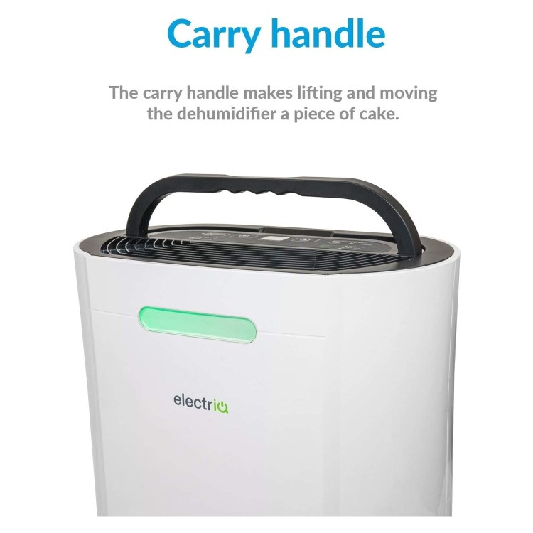 GRADE A2 - electriQ 12 Litre Dehumidifier with Digital Humidistat and Air Purifier