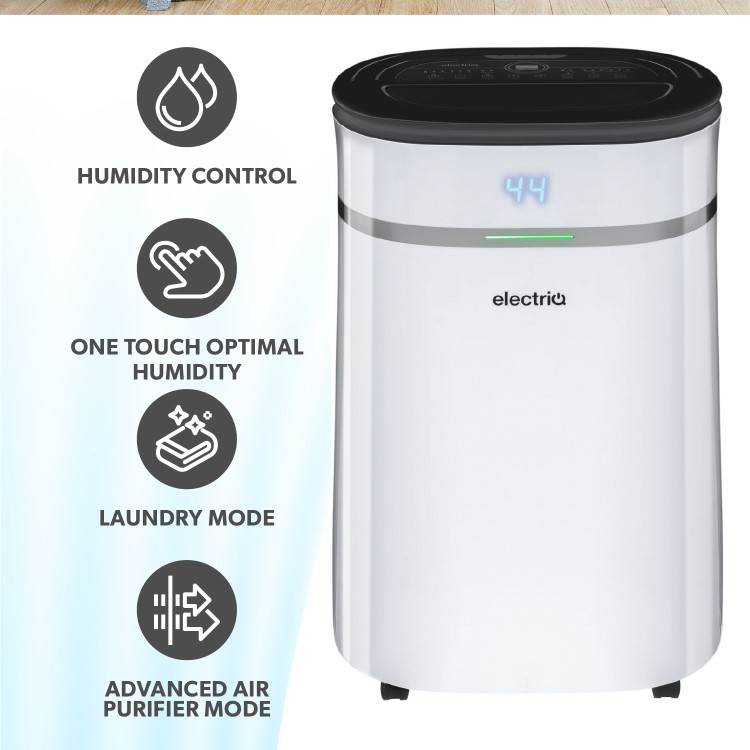 Refurbished electriQ 20 Litre Low Energy UV Antibacterial Dehumidifier with HEPA Air Purifier