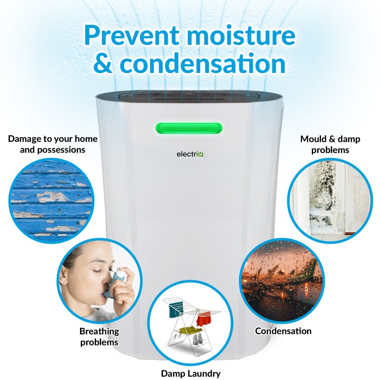 Refurbished electriQ 20 Litre Smart App Alexa Low Energy Dehumidifier with UV Air Purifier