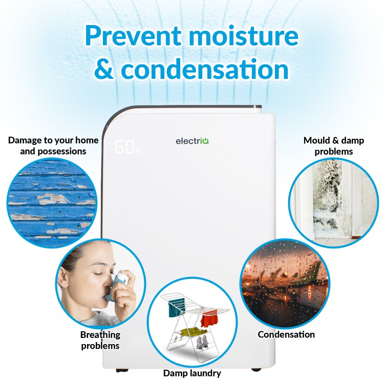 Refurbished electriQ 25 Litre Smart App Alexa Low Energy Dehumidifier with True Hepa and UV Air Purifier