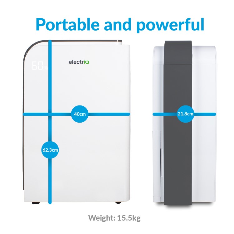 Refurbished electriQ 25 Litre Smart App Alexa Low Energy Dehumidifier with True Hepa and UV Air Purifier