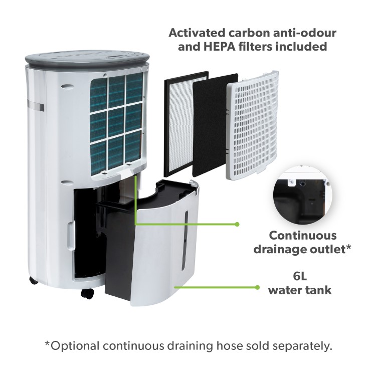 Refurbished electriQ 25 Litre Smart App Alexa Low Energy Dehumidifier with True Hepa and UV Air Purifier