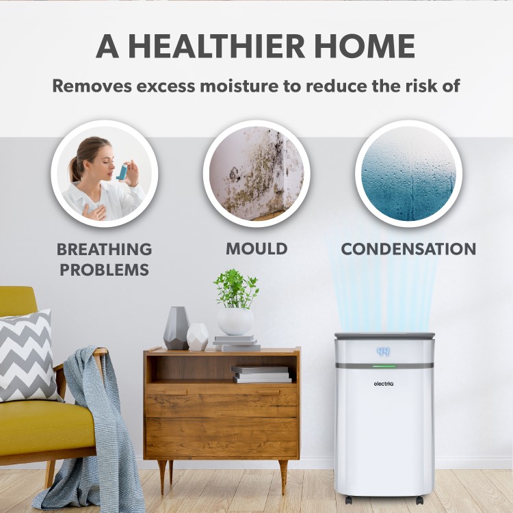 Refurbished electriQ 25 Litre Smart App Alexa Low Energy Dehumidifier with True Hepa and UV Air Purifier
