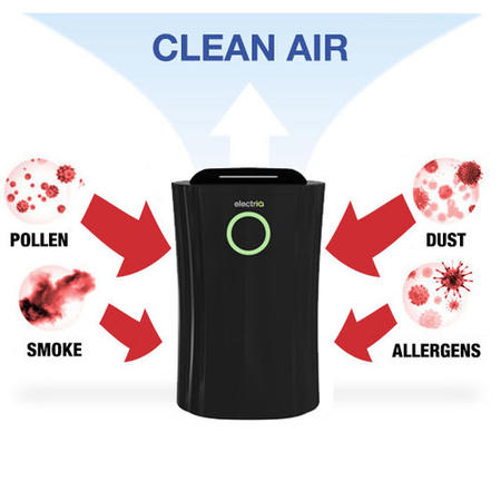 Refurbished electriQ 20 Litre Black Low Energy UV Antibacterial Dehumidifier with HEPA Air Purifier