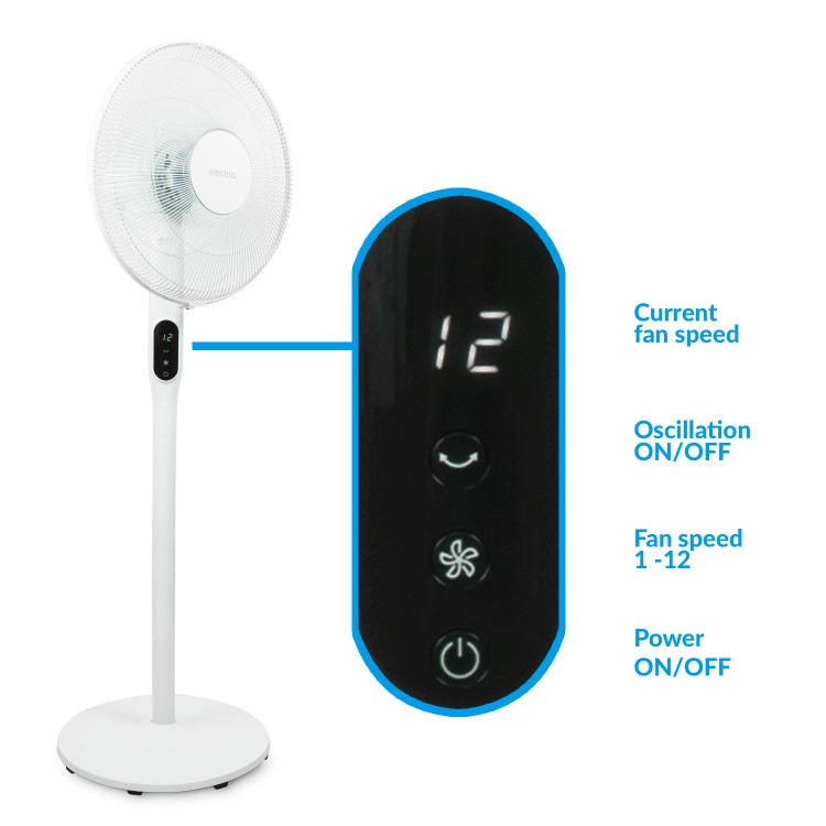 electriQ 16 Inch  Low  Energy  Quiet DC Pedestal Floor and Table Fan  with Remote Control Timer and  Oscillation Functions