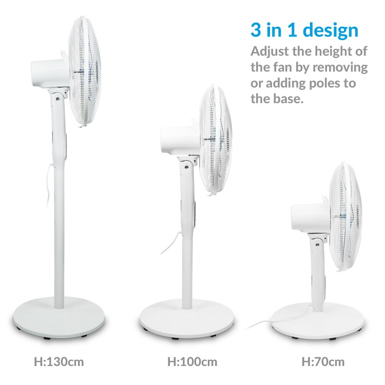 electriQ 16 Inch  Low  Energy  Quiet DC Pedestal Floor and Table Fan  with Remote Control Timer and  Oscillation Functions