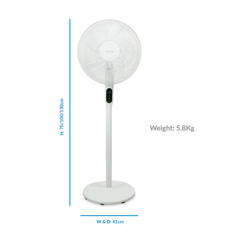 electriQ 16 Inch  Low  Energy  Quiet DC Pedestal Floor and Table Fan  with Remote Control Timer and  Oscillation Functions