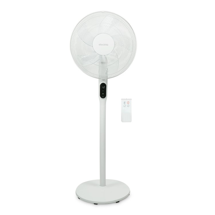 electriQ 16 Inch  Low  Energy  Quiet DC Pedestal Floor and Table Fan  with Remote Control Timer and  Oscillation Functions