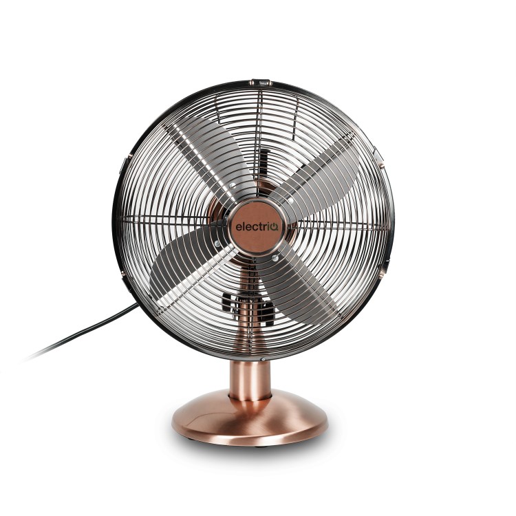 electriQ 12 Inch  Copper Desk Fan with Oscillating Function and Steady Base