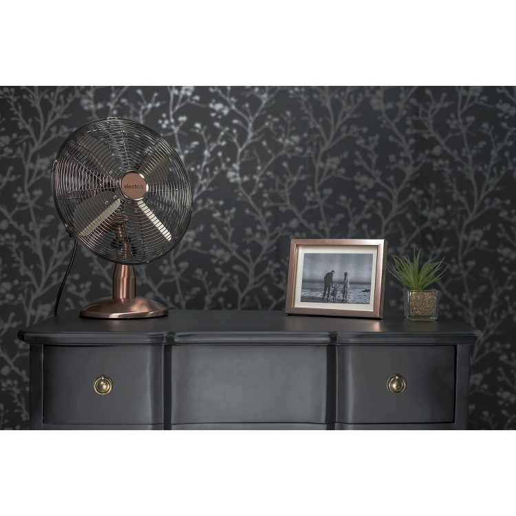 electriQ 12 Inch  Copper Desk Fan with Oscillating Function and Steady Base
