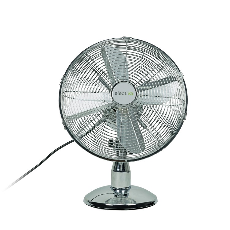 GRADE A2 - electriQ 12 Inch Chrome Desk Fan With Oscillating Function