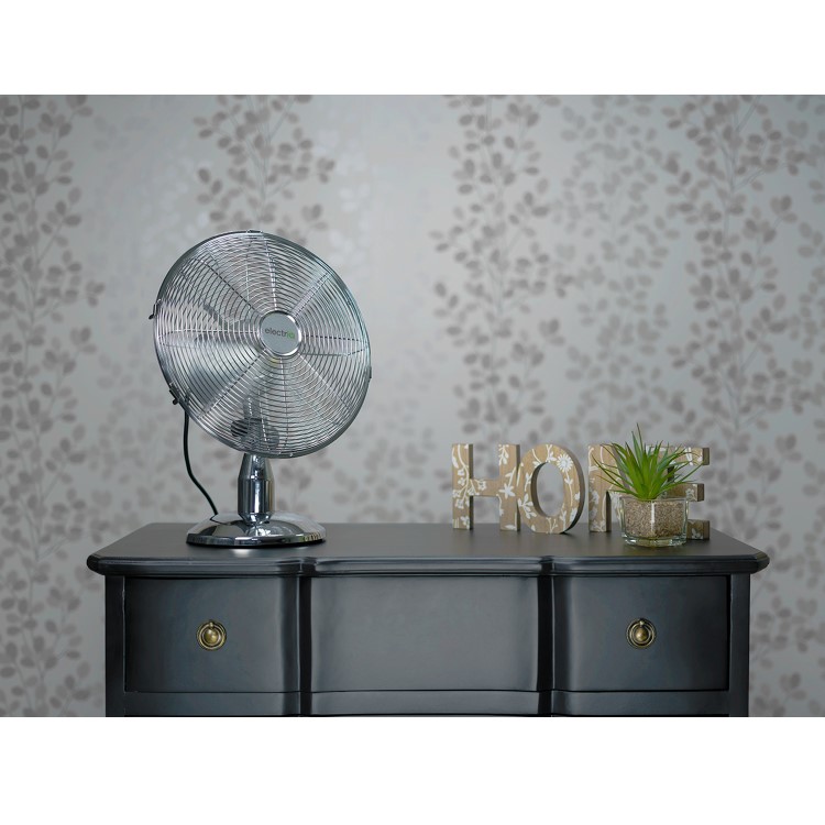 GRADE A2 - electriQ 12 Inch Chrome Desk Fan With Oscillating Function