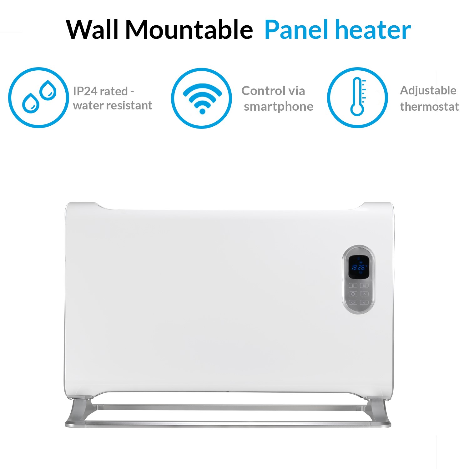 electriQ 1500W Wall Mountable Convector Panel Heater H430xW600 - White /  Silver | electriQ