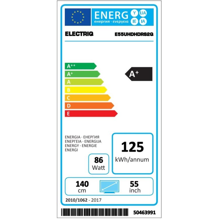Ex Display - electriQ 55" 4K Ultra HD Smart Dolby Vision HDR LED TV with Freeview HD and Freeview Play