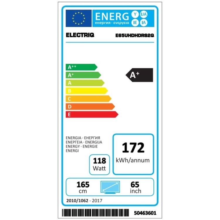 GRADE A3 - electriQ 65" 4K Ultra HD Smart HDR LED TV with Dolby Vision and Freeview Play