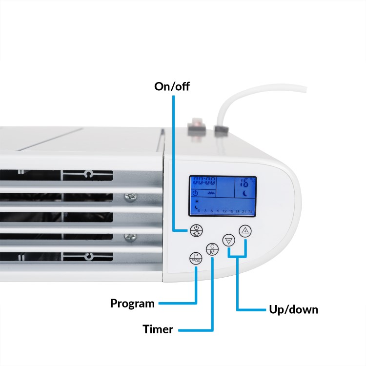 GRADE A2 - electriQ 2000W Wall Mountable Low Energy Smart WiFi Alexa Aluminium Designer Radiator - Bathroom Safe IP24