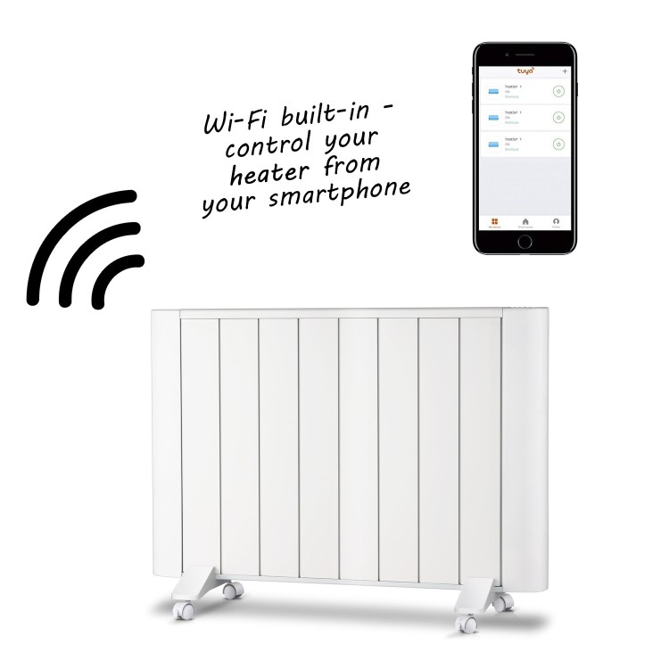 GRADE A2 - electriQ 2000W Wall Mountable Low Energy Smart WiFi Alexa Aluminium Designer Radiator - Bathroom Safe IP24